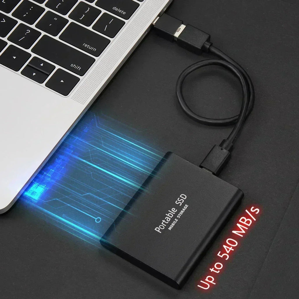 Disque SSD externe portable 2 To, noir, bleu ou rouge