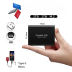 Disque SSD externe portable 2 To, noir, bleu ou rouge