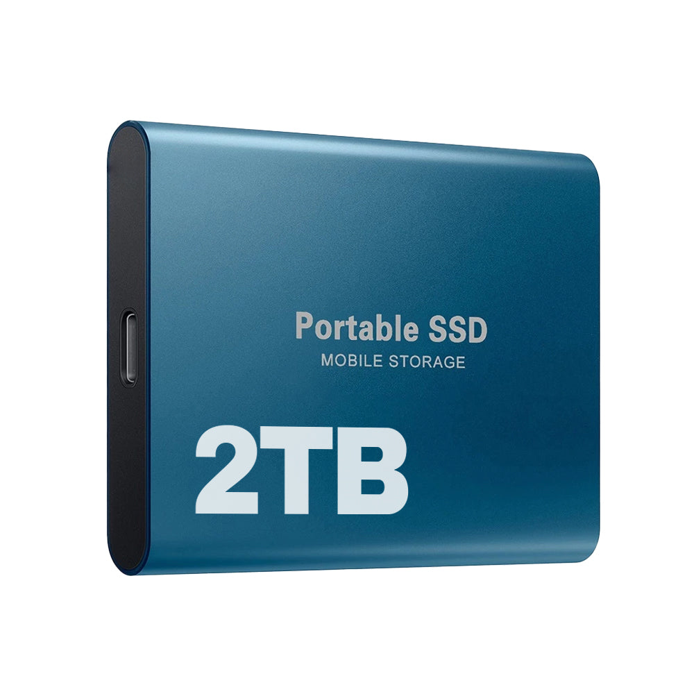 Disque SSD externe portable 2 To, noir, bleu ou rouge, bleu
