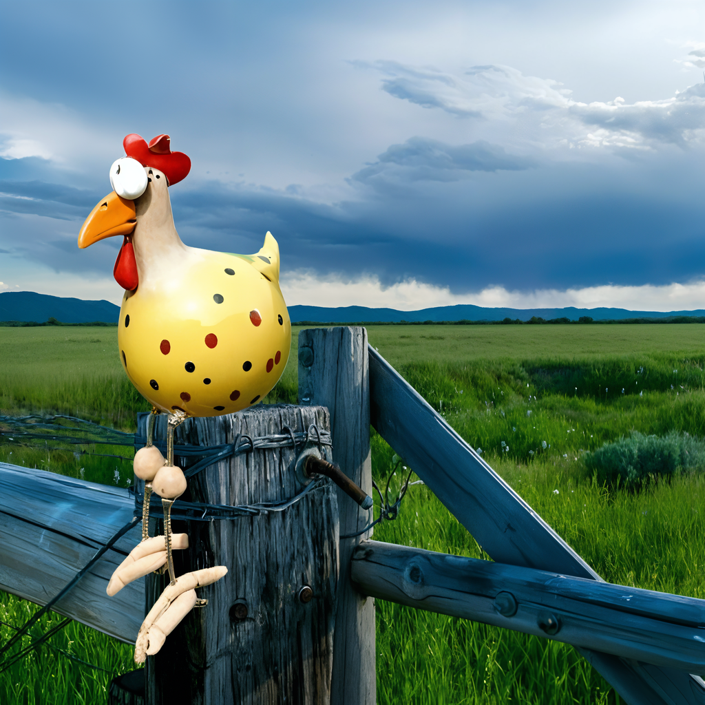 Poule décorative de jardin en résine, grands yeux, pattes mobiles, jaune