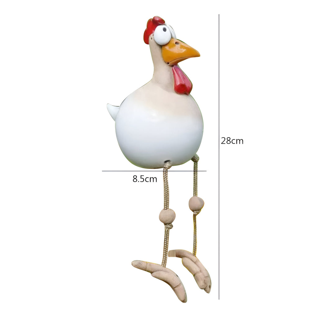 Poule décorative de jardin en résine, grands yeux, pattes mobiles