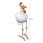Poule décorative de jardin en résine, grands yeux, pattes mobiles