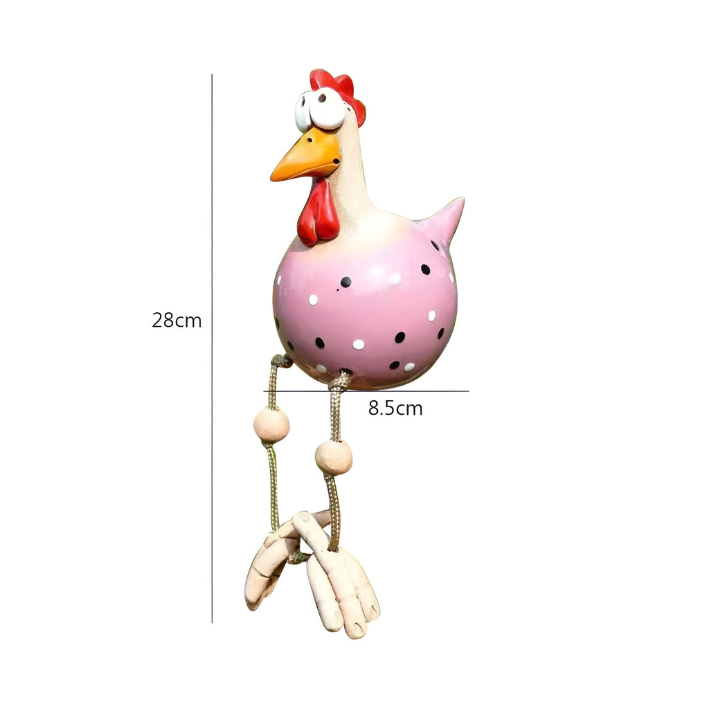 Poule décorative de jardin en résine, grands yeux, pattes mobiles