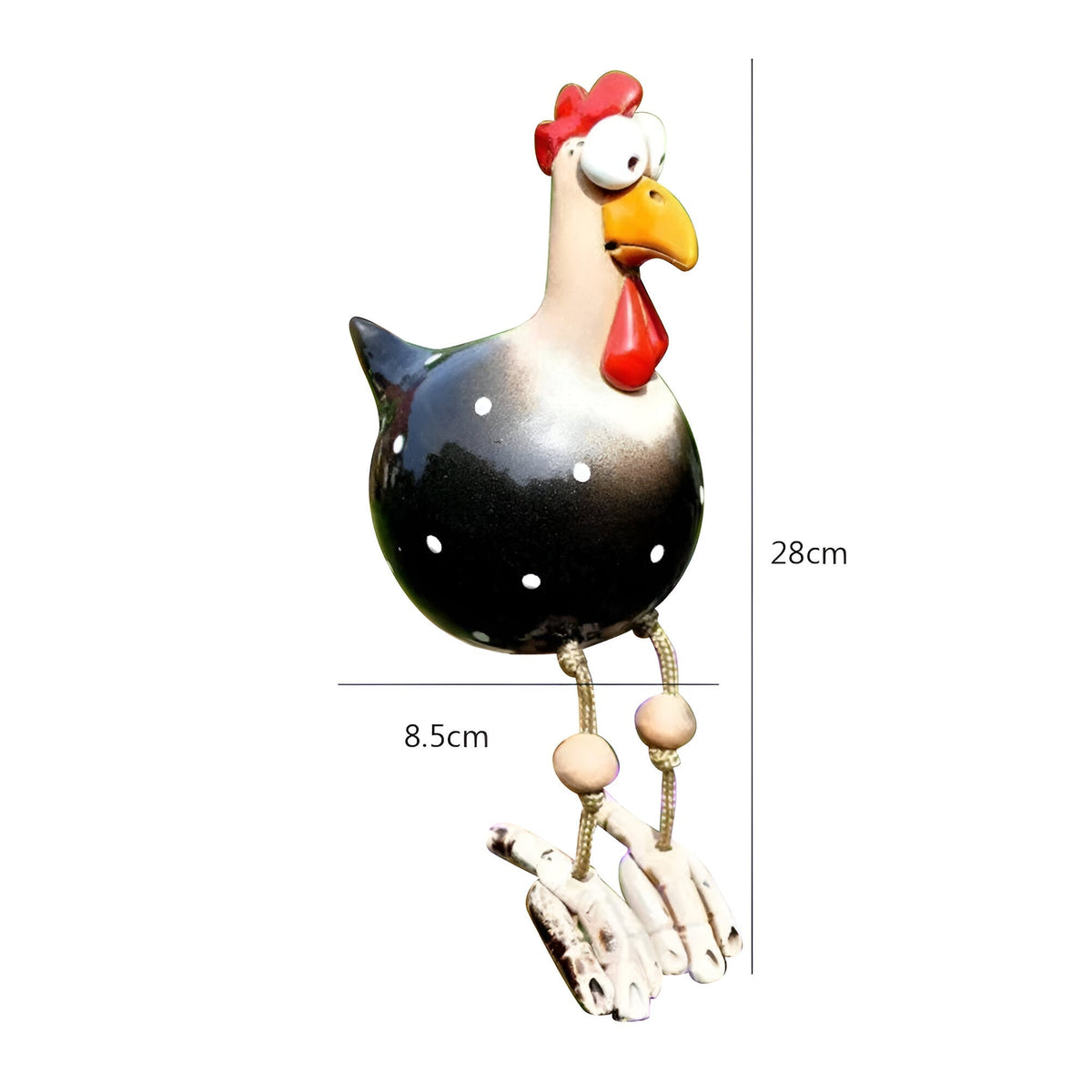 Poule décorative de jardin en résine, grands yeux, pattes mobiles