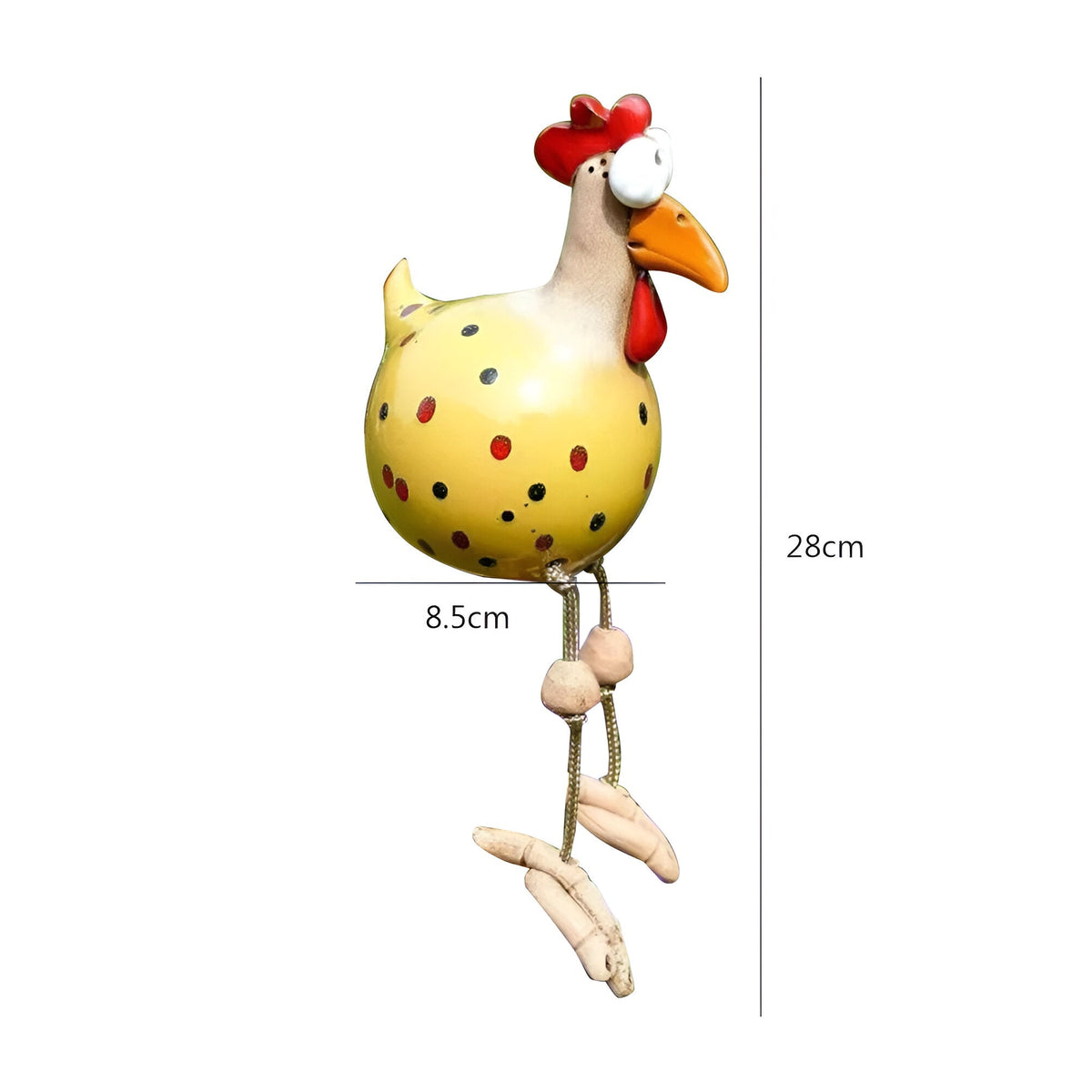 Poule décorative de jardin en résine, grands yeux, pattes mobiles