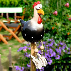 Poule décorative de jardin en résine, grands yeux, pattes mobiles