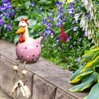Poule décorative de jardin en résine, grands yeux, pattes mobiles