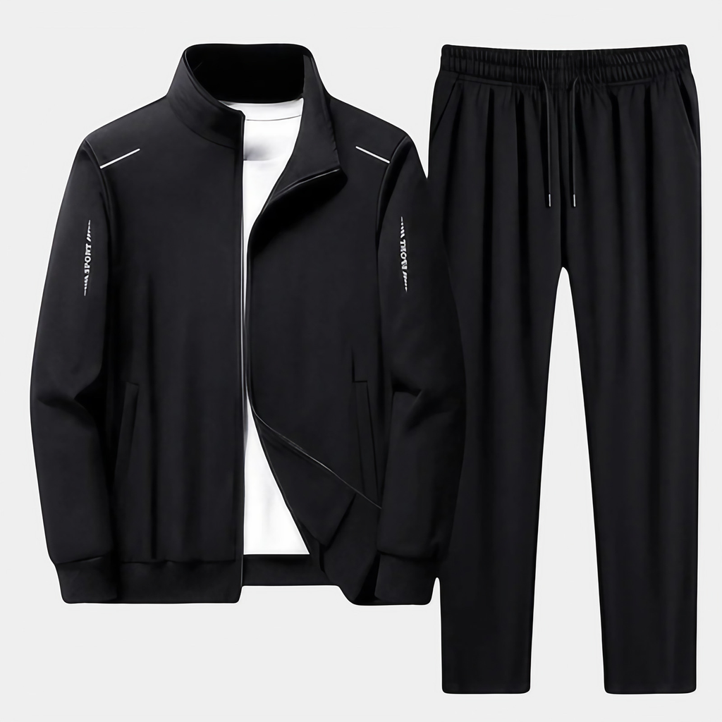 Survêtement homme veste zippée et pantalon jogger, du L au 5XL, noir