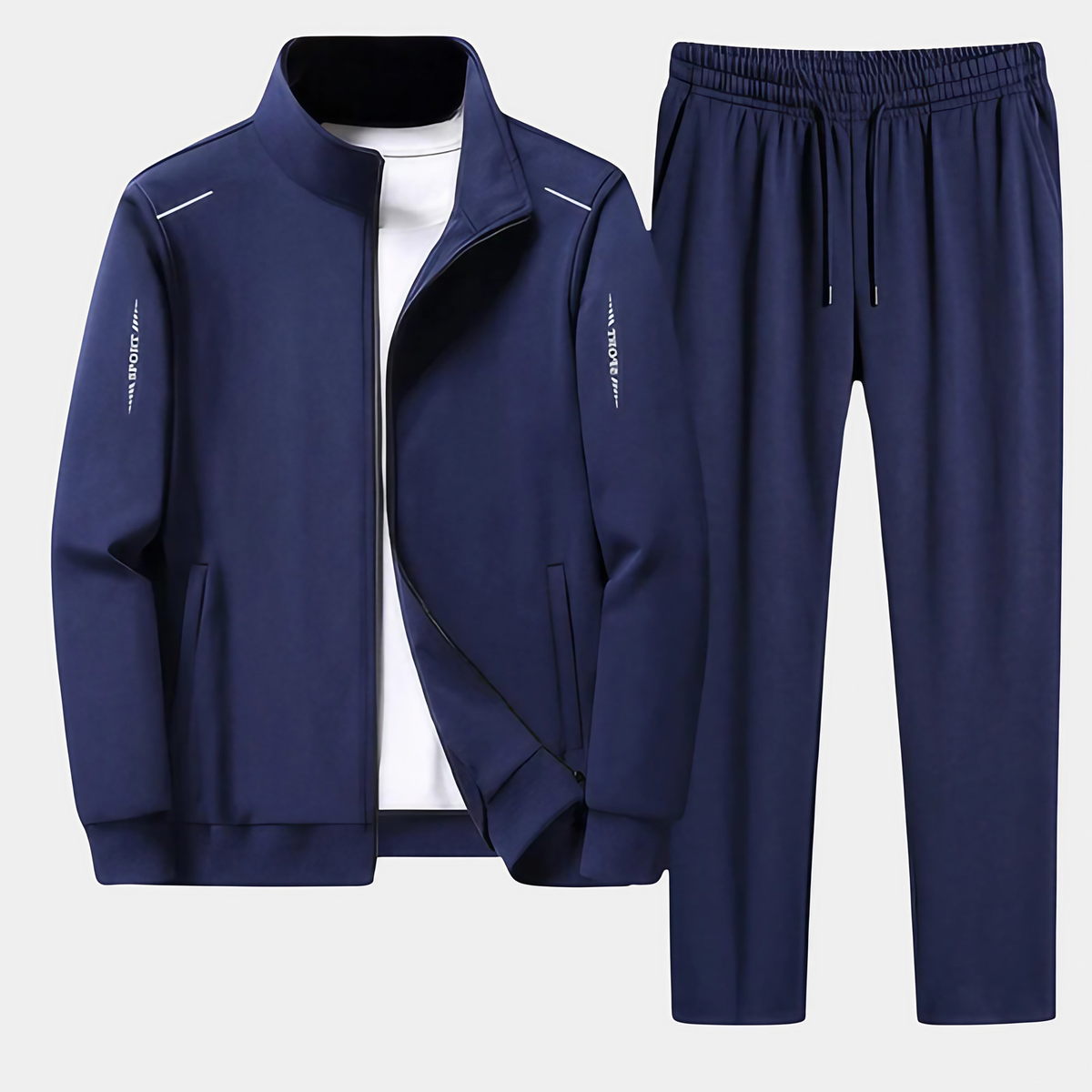 Survêtement homme veste zippée et pantalon jogger, du L au 5XL, bleu