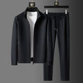 Survêtement homme veste zippée et pantalon ajusté, noir ou bleu, noir