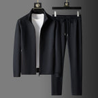 Survêtement homme veste zippée et pantalon ajusté, noir ou bleu, noir