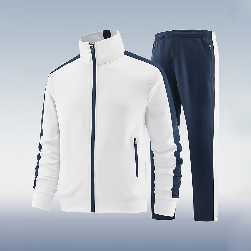 Survêtement homme deux pièces, cinq coloris, du S au 3XL, blanc et bleu marine