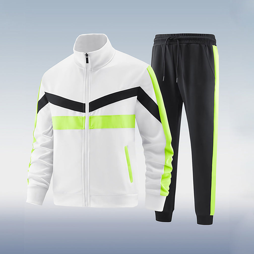 Survêtement homme deux pièces, cinq coloris, du S au 3XL, blanc fluo