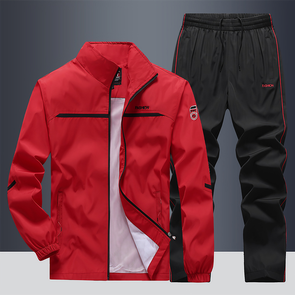 Survêtement homme deux pièces, du L au 5XL, cinq coloris, rouge