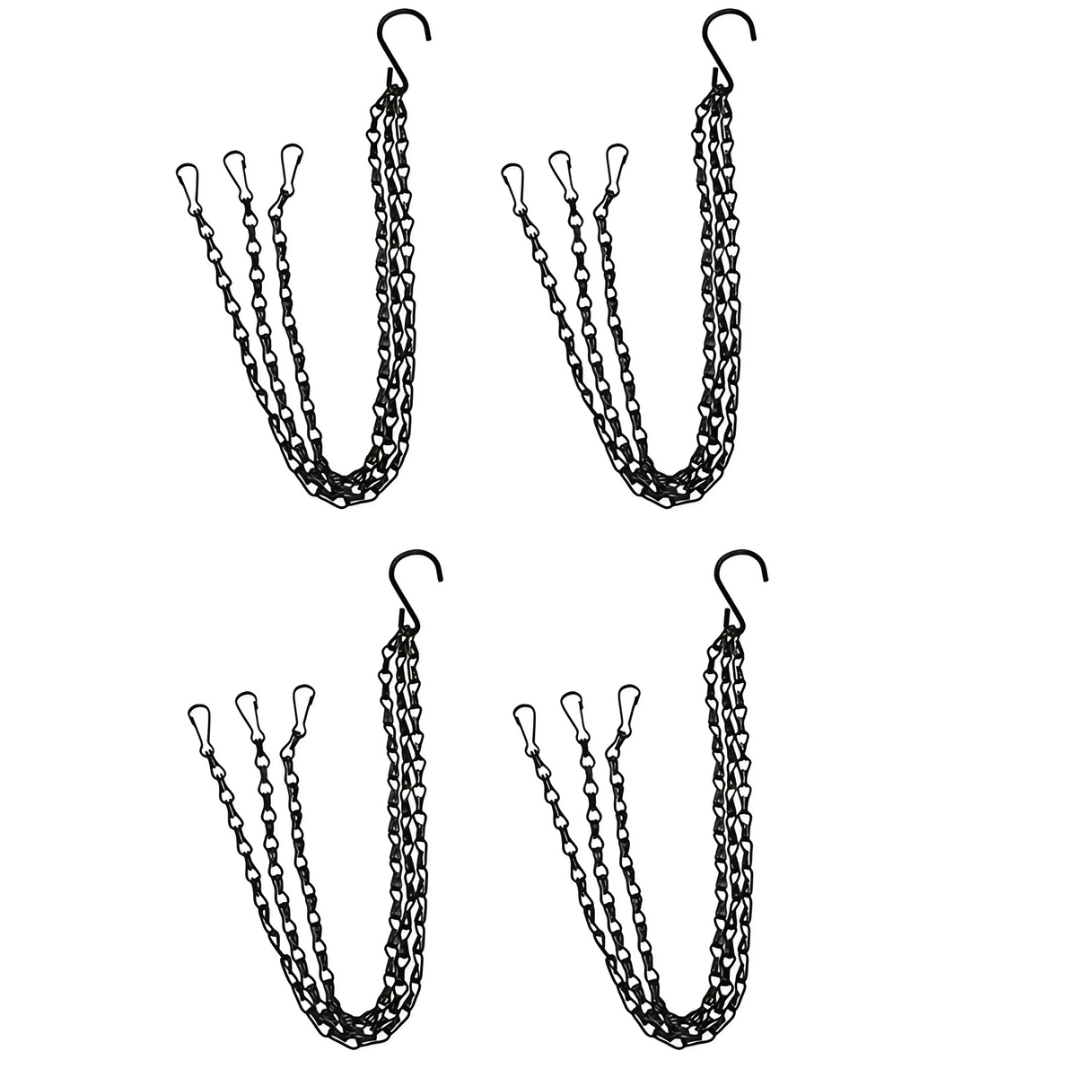 Suspensions à chaînes pour pots de fleurs, noir, lot de 4, noir, 40 cm