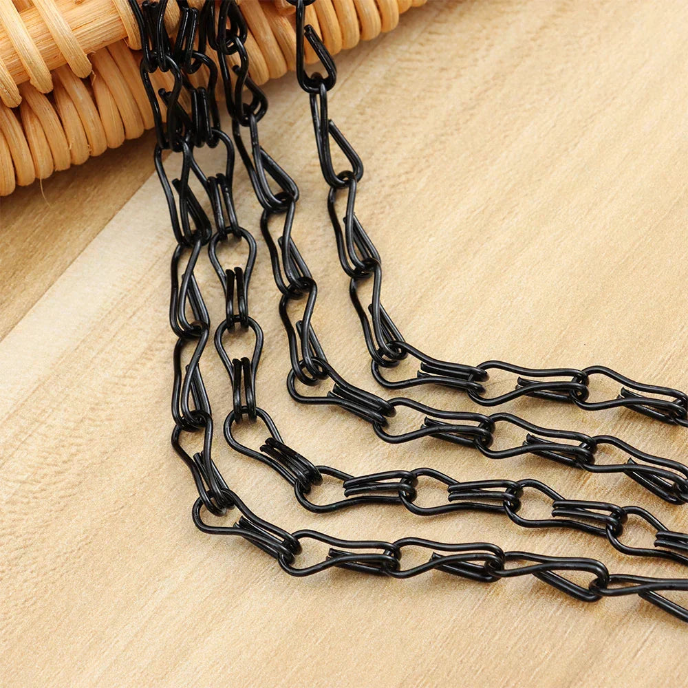 Suspensions à chaînes pour pots de fleurs, noir, lot de 4