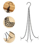 Suspensions à chaînes pour pots de fleurs, noir, lot de 4