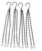 Suspensions à chaînes pour pots de fleurs, noir, lot de 4