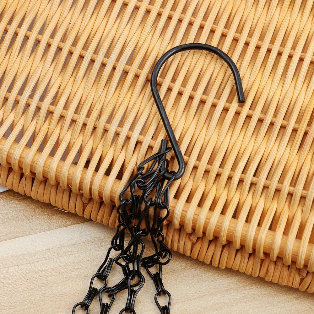 Suspensions à chaînes pour pots de fleurs, noir, lot de 4