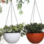 Suspensions à chaînes pour pots de fleurs, noir, lot de 4