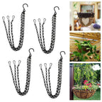 Suspensions à chaînes pour pots de fleurs, noir, lot de 4