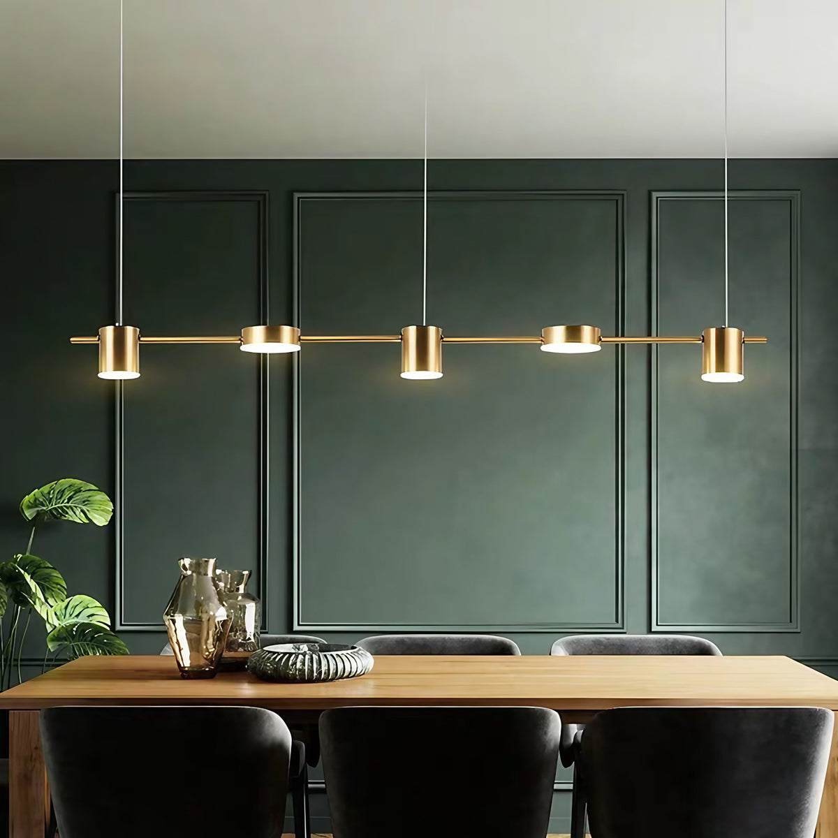 Suspension LED en aluminium, 3 ou 5 lumières, noir ou doré, doré