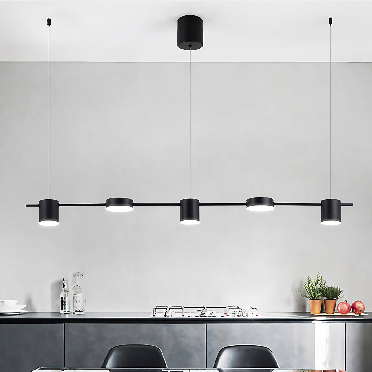 Suspension LED en aluminium, 3 ou 5 lumières, noir ou doré, noir