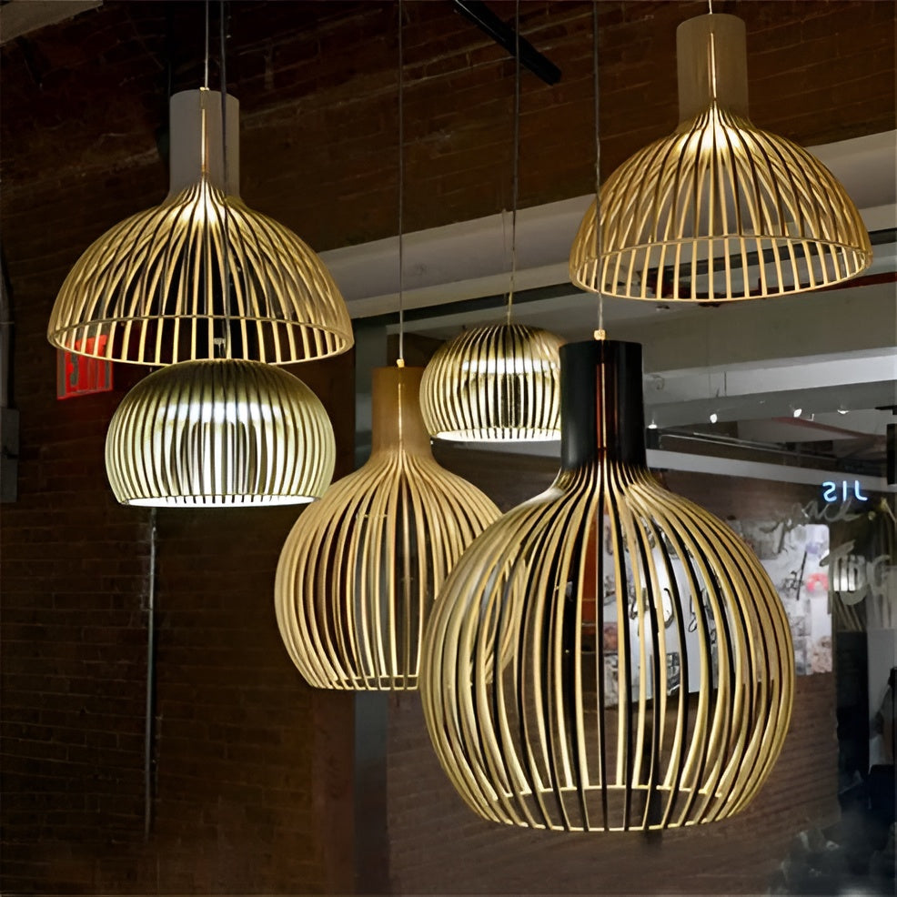Suspension cage vintage en bois, 23, 35 ou 45 cm, trois finitions