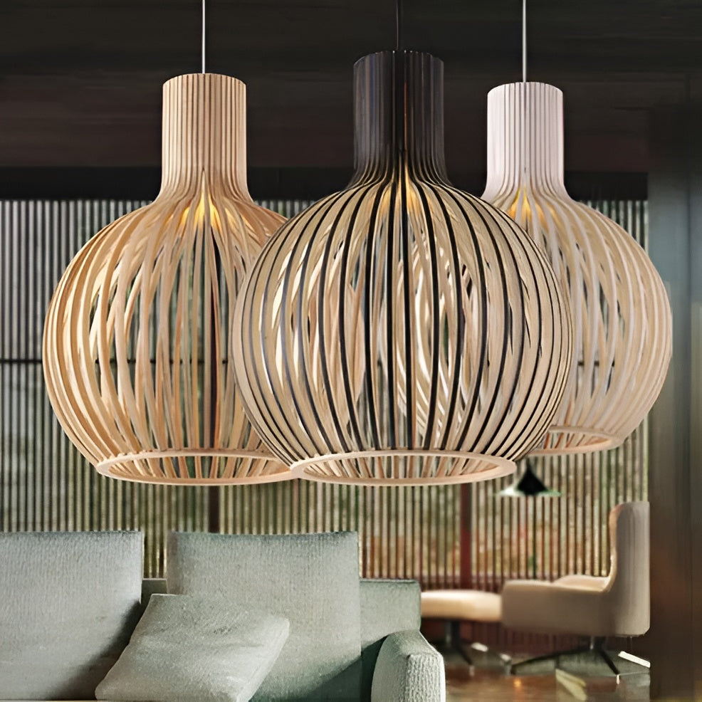Suspension cage vintage en bois, 23, 35 ou 45 cm, trois finitions