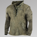 Sweat à capuche homme à laçage devant, poches latérales, vert