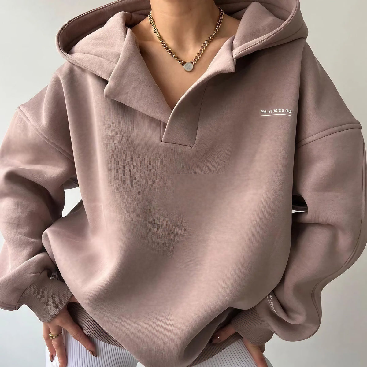 Sweat à capuche femme décontracté, rose, beige ou gris, rose