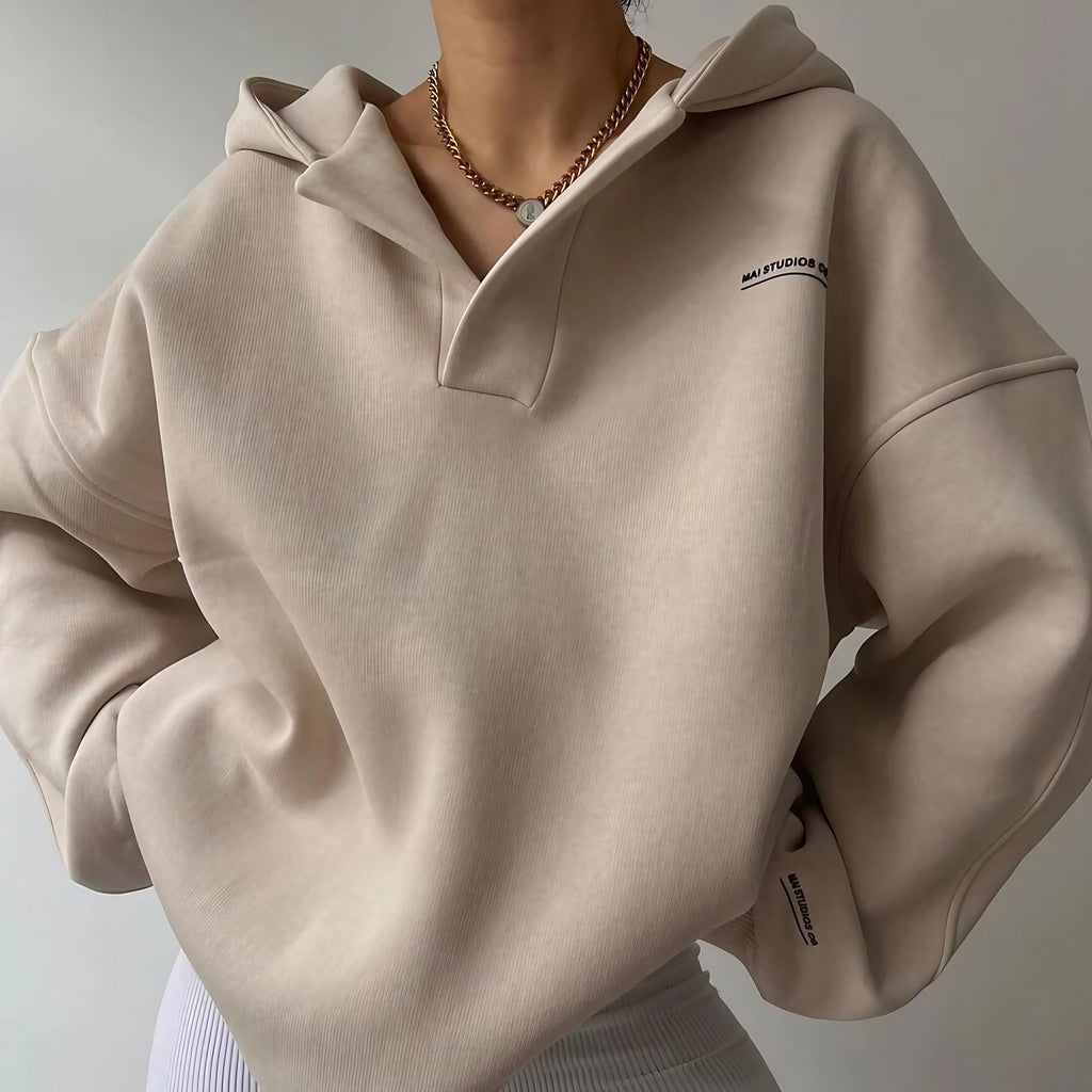 Sweat à capuche femme décontracté, rose, beige ou gris, beige