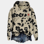 Sweat à capuche femme imprimé fleurs, coupe ample, du XS au 3XL, noir