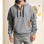 Sweat homme à capuche et col demi-zip, six coloris, du S au 4XL