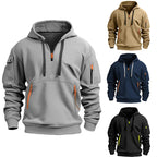 Sweat homme à capuche et col demi-zip, six coloris, du S au 4XL