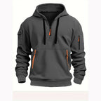 Sweat homme à capuche et col demi-zip, six coloris, du S au 4XL, gris foncé