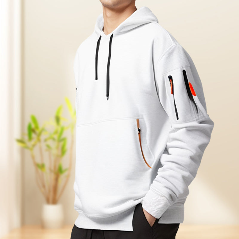 Sweat homme à capuche et col demi-zip, six coloris, du S au 4XL