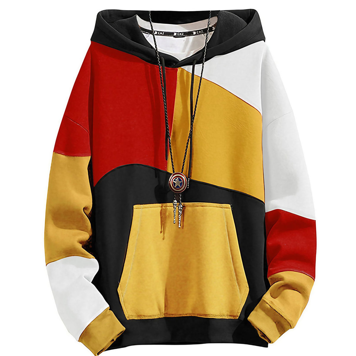 Sweat à capuche homme color-block, poche kangourou