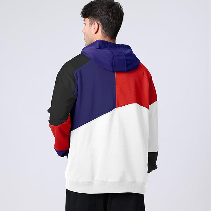 Sweat à capuche homme color-block, poche kangourou