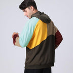 Sweat à capuche homme color-block, poche kangourou