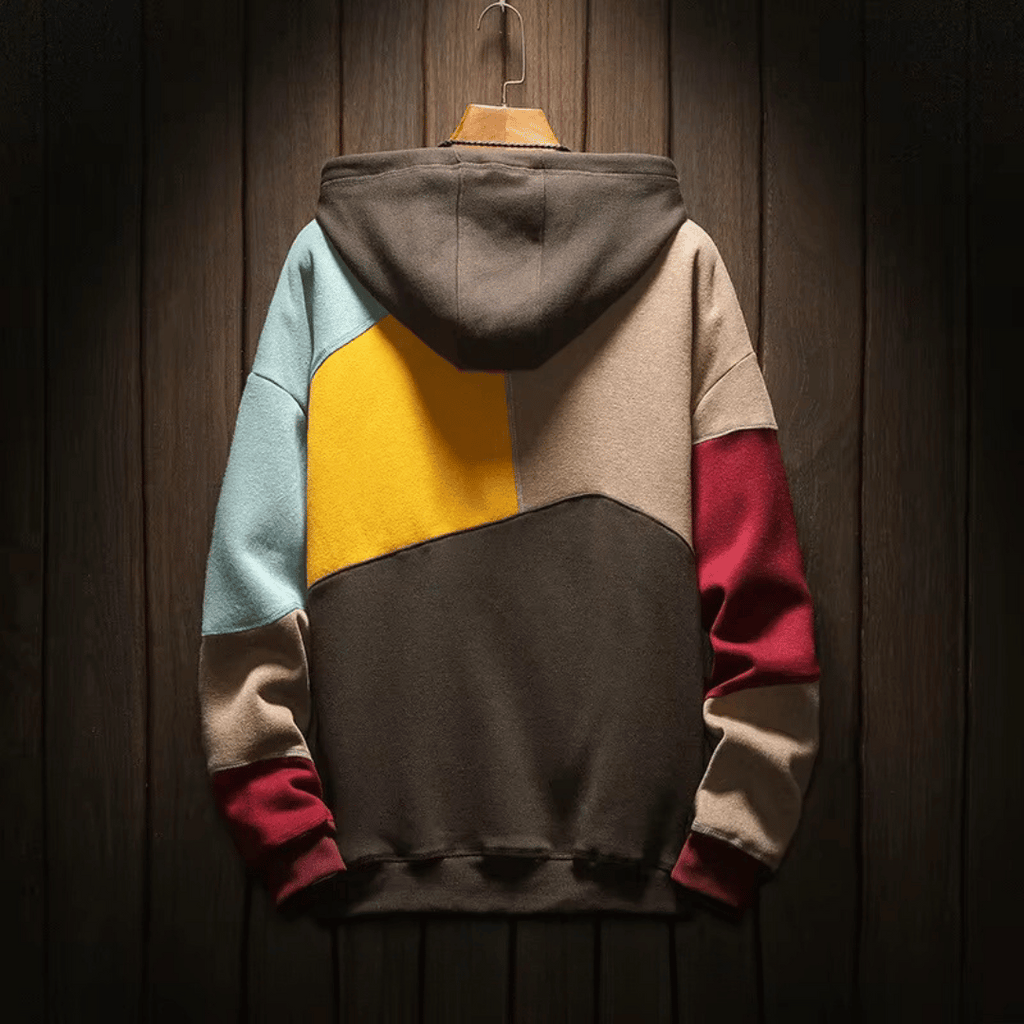 Sweat à capuche homme color-block, poche kangourou