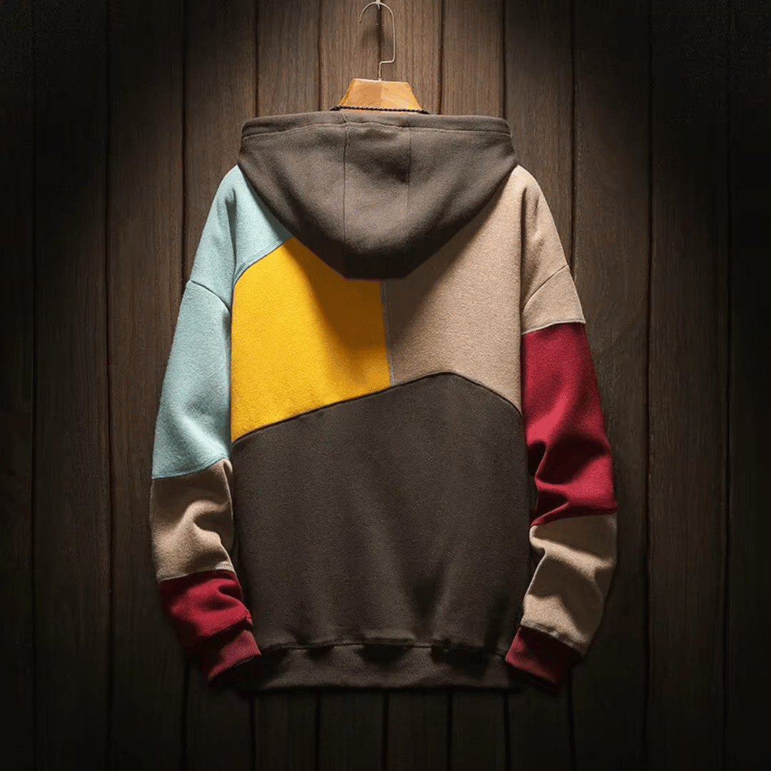 Sweat à capuche homme color-block, poche kangourou