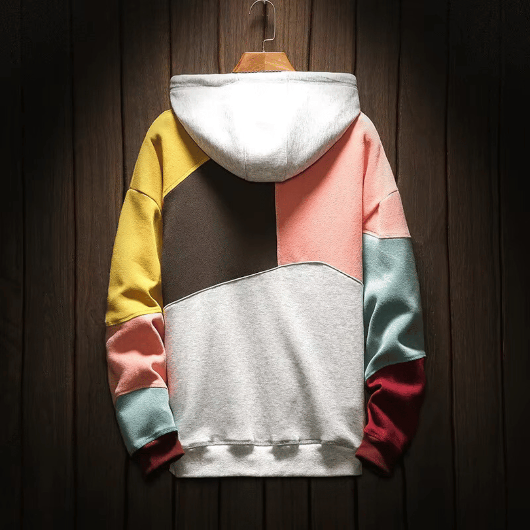 Sweat à capuche homme color-block, poche kangourou