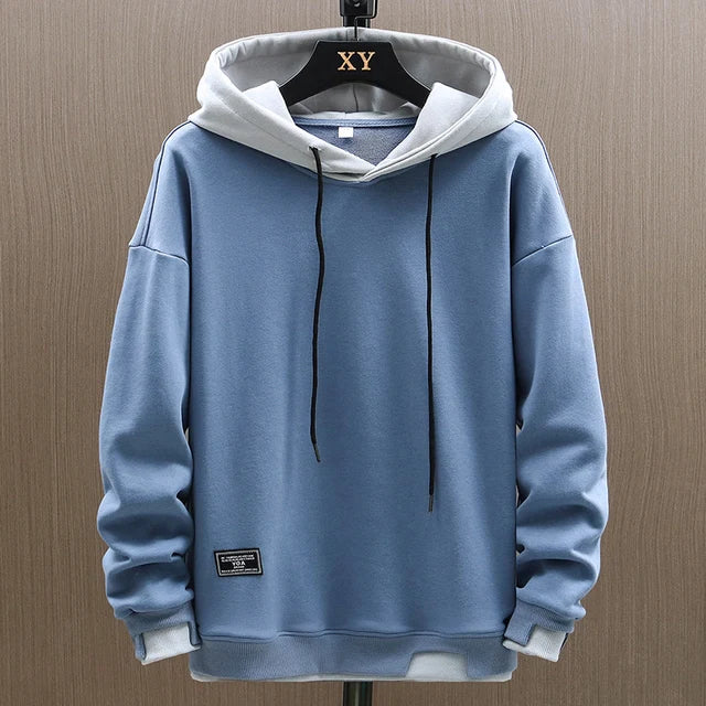 Sweat à capuche homme, poche kangourou, coupe décontractée, bleu