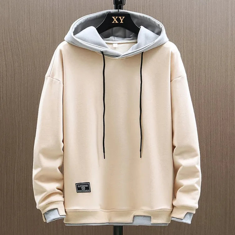 Sweat à capuche homme, poche kangourou, coupe décontractée, beige