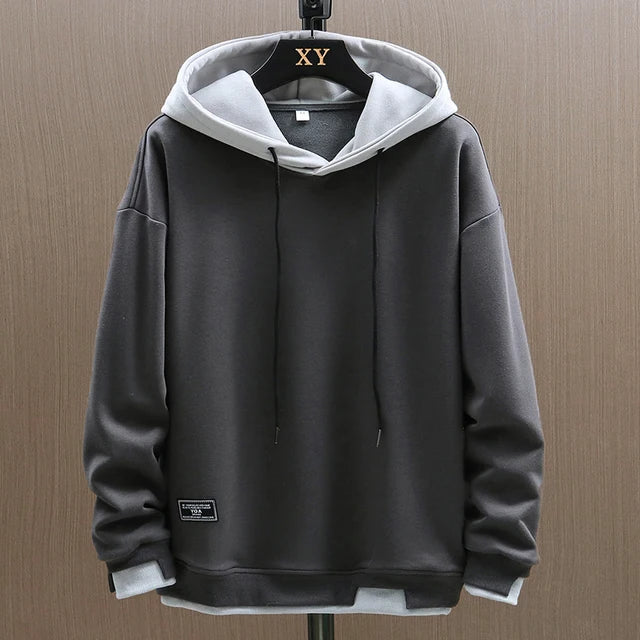 Sweat à capuche homme, poche kangourou, coupe décontractée, gris