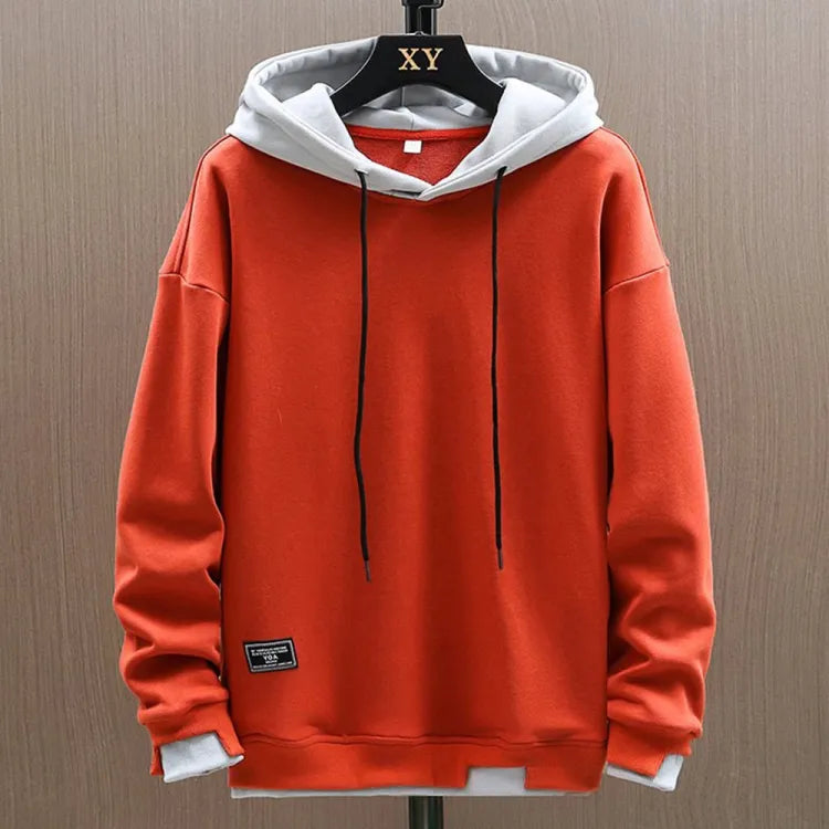 Sweat à capuche homme, poche kangourou, coupe décontractée, orange