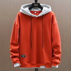 Sweat à capuche homme, poche kangourou, coupe décontractée, orange