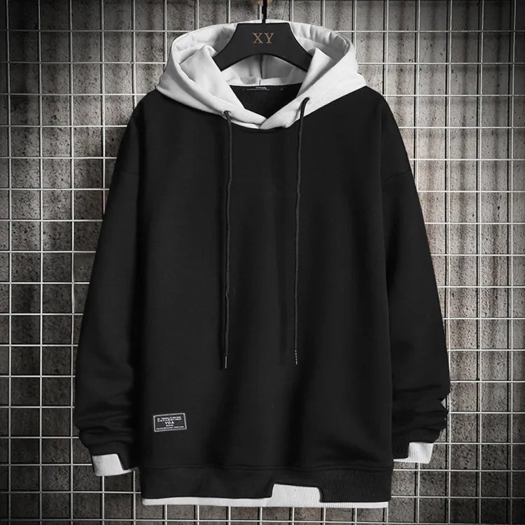 Sweat à capuche homme, poche kangourou, coupe décontractée, noir