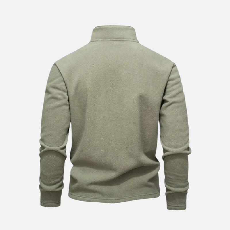 Sweat homme à col montant zippé, détails brodés